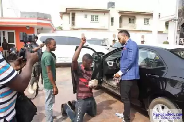 Photos: EMoney Discovers A Shoe - Rack Hawker, Gives Him A Brand New Car And N300k
